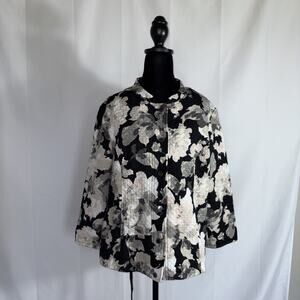 Isaac Mizrahi Live! Quilted Jacket With Floral Print With Pockets Size Medium